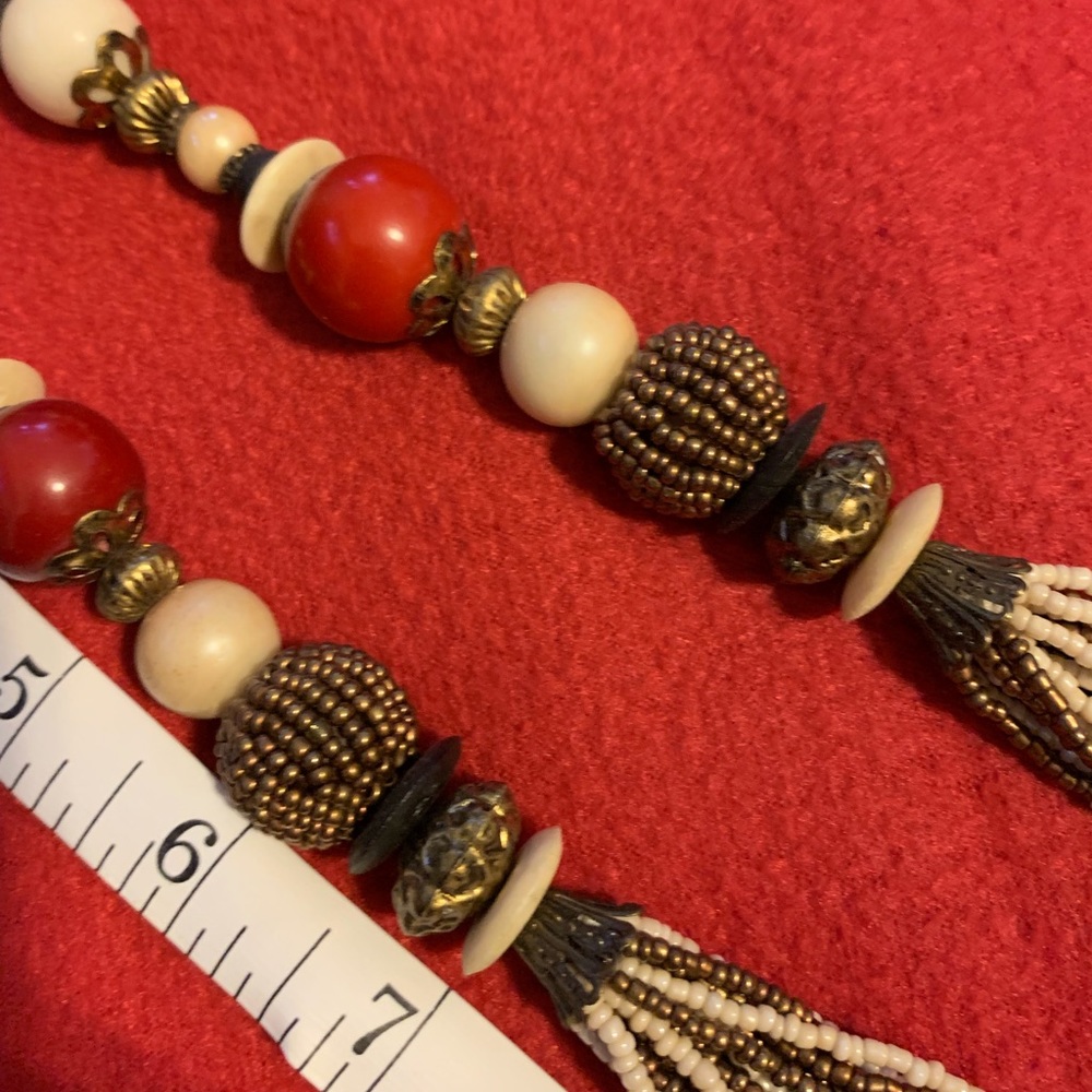 Ornate beaded gold 18” necklace